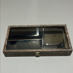 Wooden Display Case with Tempered Glass Top Lid with Velvet Pad